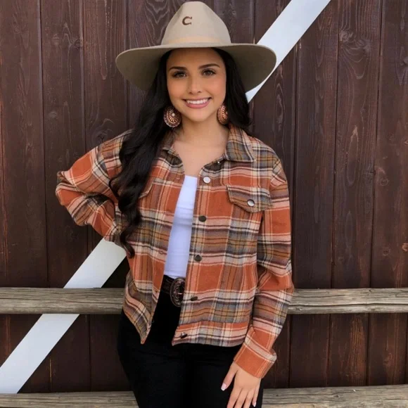 🎁New Oversized Plaid Jacket with Corduroy Collar🎁 - Picture 11 of 15